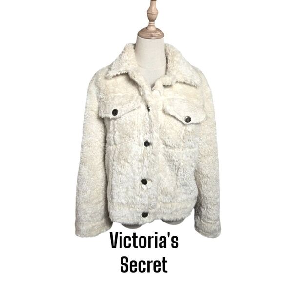 Victoria's Secret Y2k Furry Denim Style Jacket - Picture 1 of 7